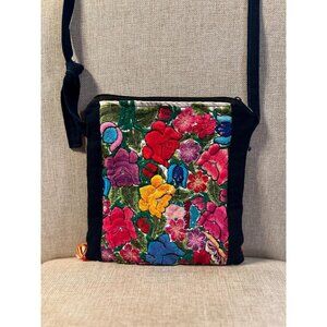 Vintage Embroidered Cross Body Hand Bag Purse Floral Messenger Gift Idea